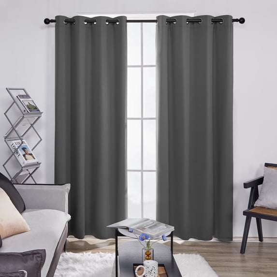 ZOPZO Room Darkening Curtains Pack of 2, Energy Saving, Dark Gray, 52W x 84L Inch, Noise Reducing Thermal Insulated Drapes for Living Room Windows