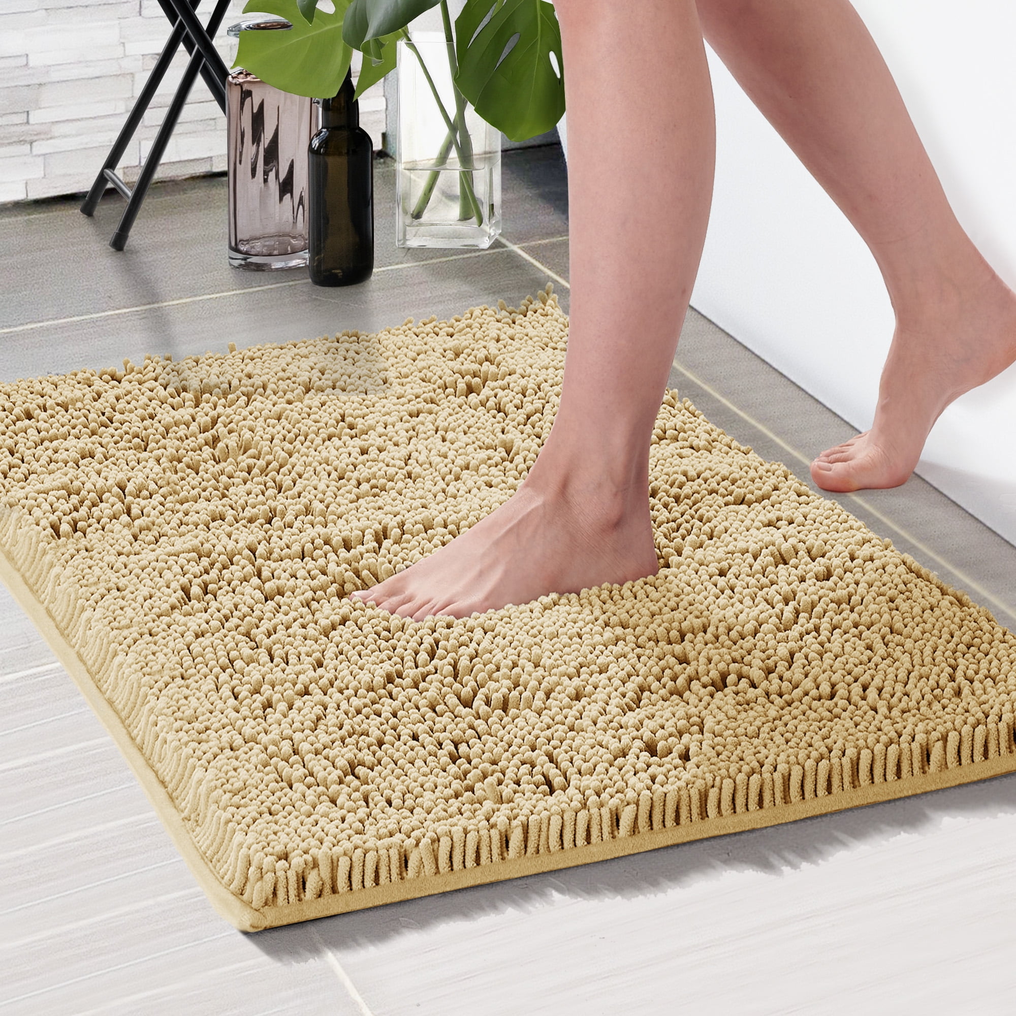 Deconovo Absorbent Bathroom Rugs Non-Slip Quick Dry Bath Mat, Thick ...