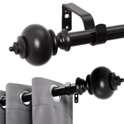 Deconovo Adjustable Window Curtain Rod with Decorative Finials, Easy Installation Wall-Mounted Rod, Durable, 48”-84”, Black