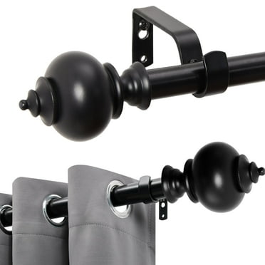 Deconovo Adjustable Single Curtain Rod 48" - 84", 3/4 inch Diameter, Black