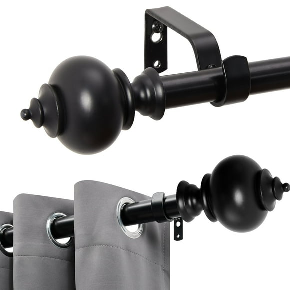 Deconovo Adjustable Single Curtain Rod 48" - 84", 3/4 inch Diameter, Black
