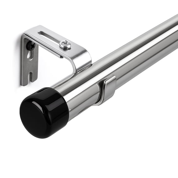 Deconovo Adjustable Window Curtain Rod for Bedroom and Living Room, Wall Mounted with Cap Finials, 30-62 Inch, Silver