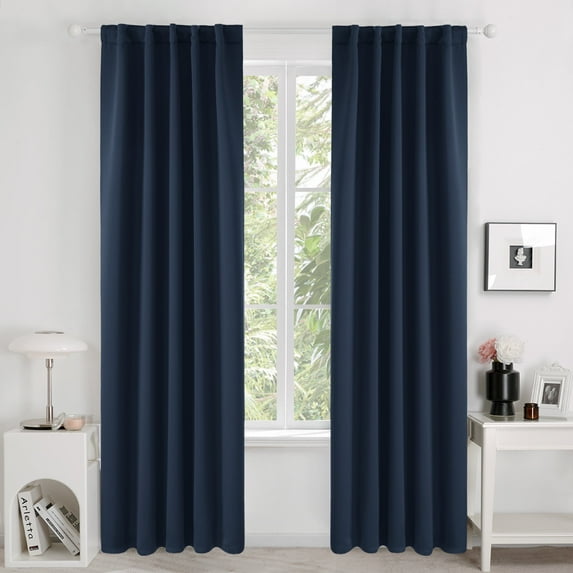 Deconovo Back Tab and Rod Pocket Blackout Curtains Room Darkening Thermal Insulated Curtains 38x84 inch Navy Blue Set of 2 Panels
