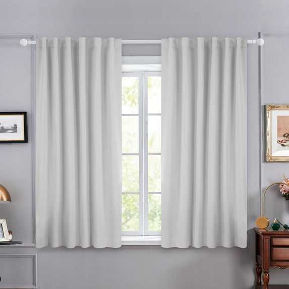 Deconovo Thermal Insulated Blackout Curtains with Back Tab and Rod Pocket, Room Darkening Drapes for Bedroom, Silver Gray, 2 Panels, 52"x63"