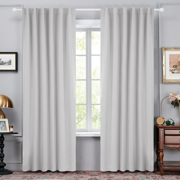 Deconovo Back Tab and Rod Pocket Curtains Blackout Curtains Thermal Insulated Room Darkening Curtains for Living Room 52x84 inch Silver Gray 2 Panels