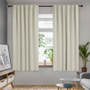 Deconovo Back Tab and Rod Pocket Solid Thermal Insulated Blackout Curtain and Drapes for Bedroom 52W x 63L inch Set of 2 Panels Light Beige
