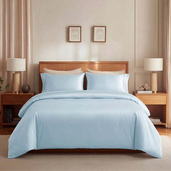 Deconovo Bamboo Fiber Duvet Cover - Soft Cooling and Moisture-Wicking Bedding for Home, Sky Blue, 104"x90"