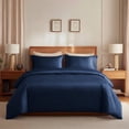 thumbnail image 1 of Deconovo Bamboo Satin Duvet Cover - Soft Smooth Skin-Friendly Bedding for Bedroom, Navy Blue, 104"x90", 1 of 9