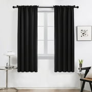 Deconovo Bedroom Blackout Curtains Rod Pocket Light Block Window Drapes for Home Decor, Set of 2, 42 x 54 inch, Black