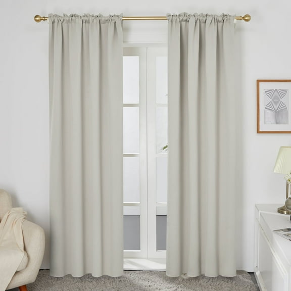 Deconovo Bedroom Blackout Curtains Rod Pocket Light Blocking Window Curtains for Living Room 52 x 72 inch Light Beige 2 Pieces