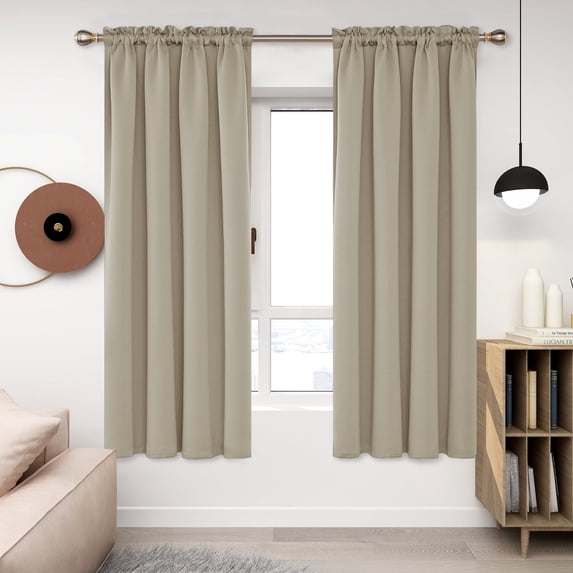 Deconovo Room Darkening Curtains for Nursery Set of 2 Panels, Thermal Insulated Rod Pocket Curtain Panels, Beige, 52"W x 63"L