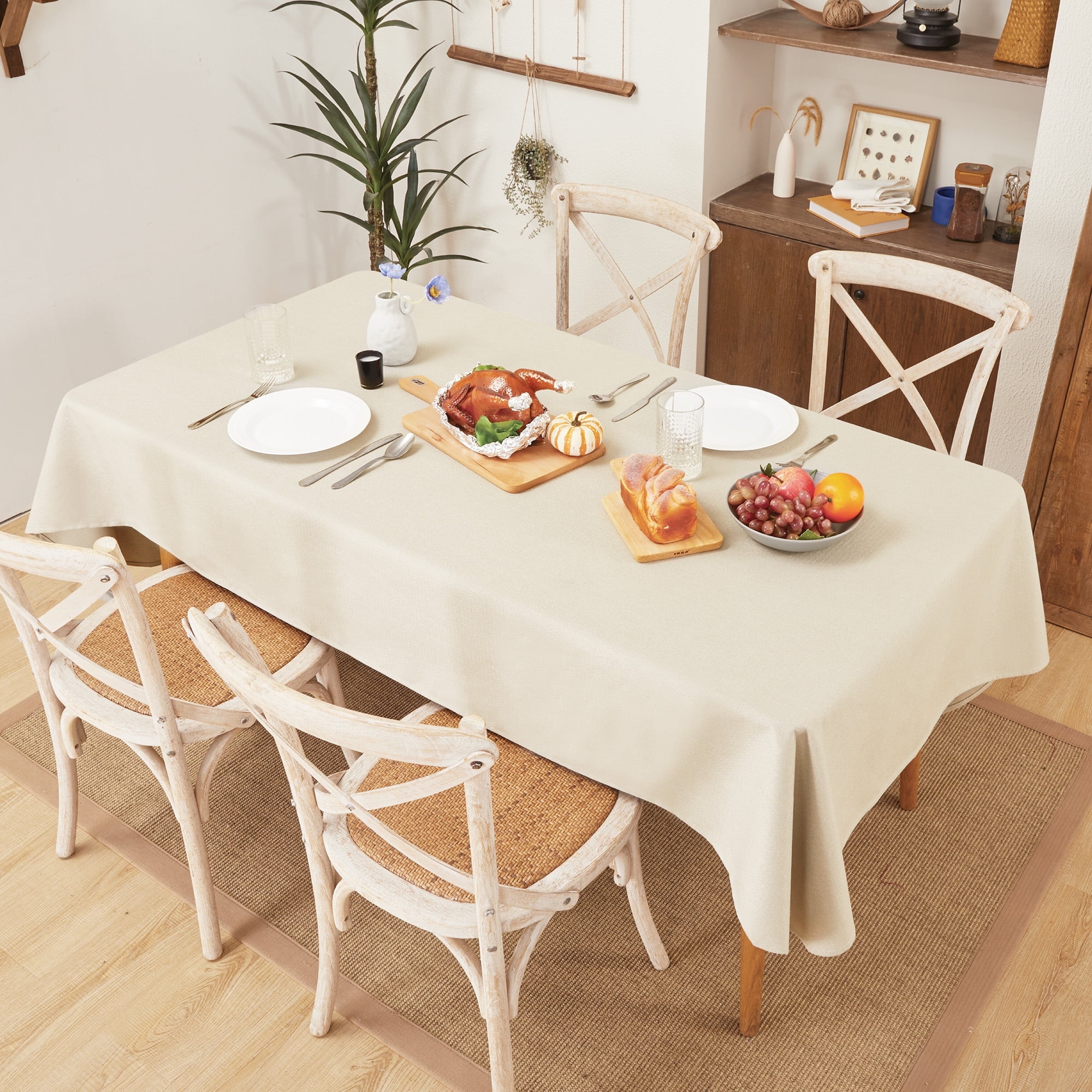 Deconovo Beige Waterproof Tablecloth 54" x 72" , Waterproof & Stain