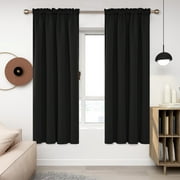 Deconovo Rod Pocket Blackout Curtains 72 inches Length, Thermal Insulated Window Curtains for Bedroom, Black, 52 x 72 inch, 2 Panels