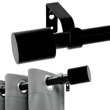 Deconovo Black Curtain Rods for Windows 48 to 84", 3/4" Diameter Adjustable Single Curtain Rod