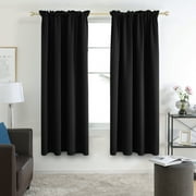 Deconovo Black Out Curtains 72 inch long for Bedroom Thermal Insulated Blackout Curtains for Living Room 42 x 72 inch Black Set of 2