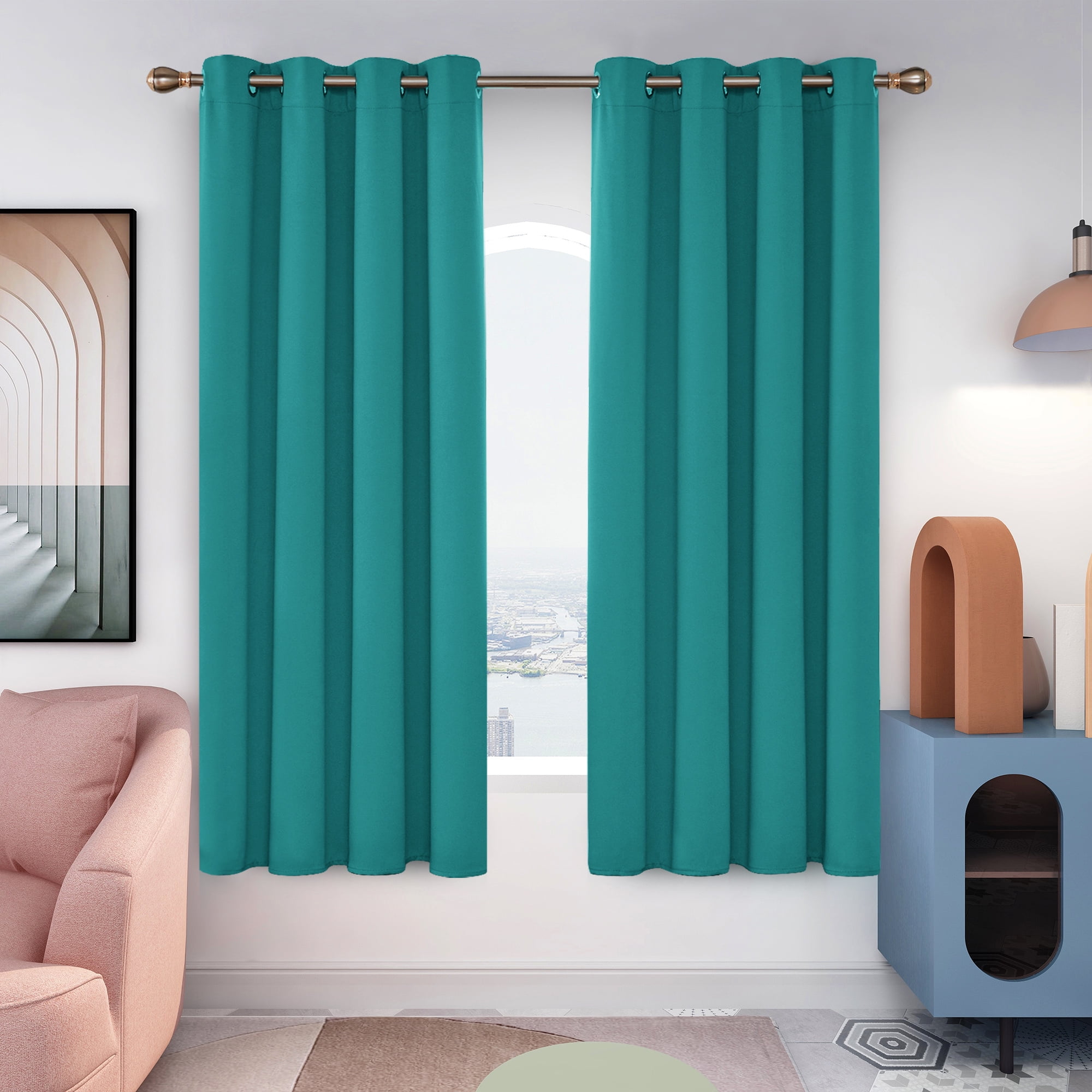 Deconovo Black Out Curtains for Bedroom, 63 inches long Grommet Room