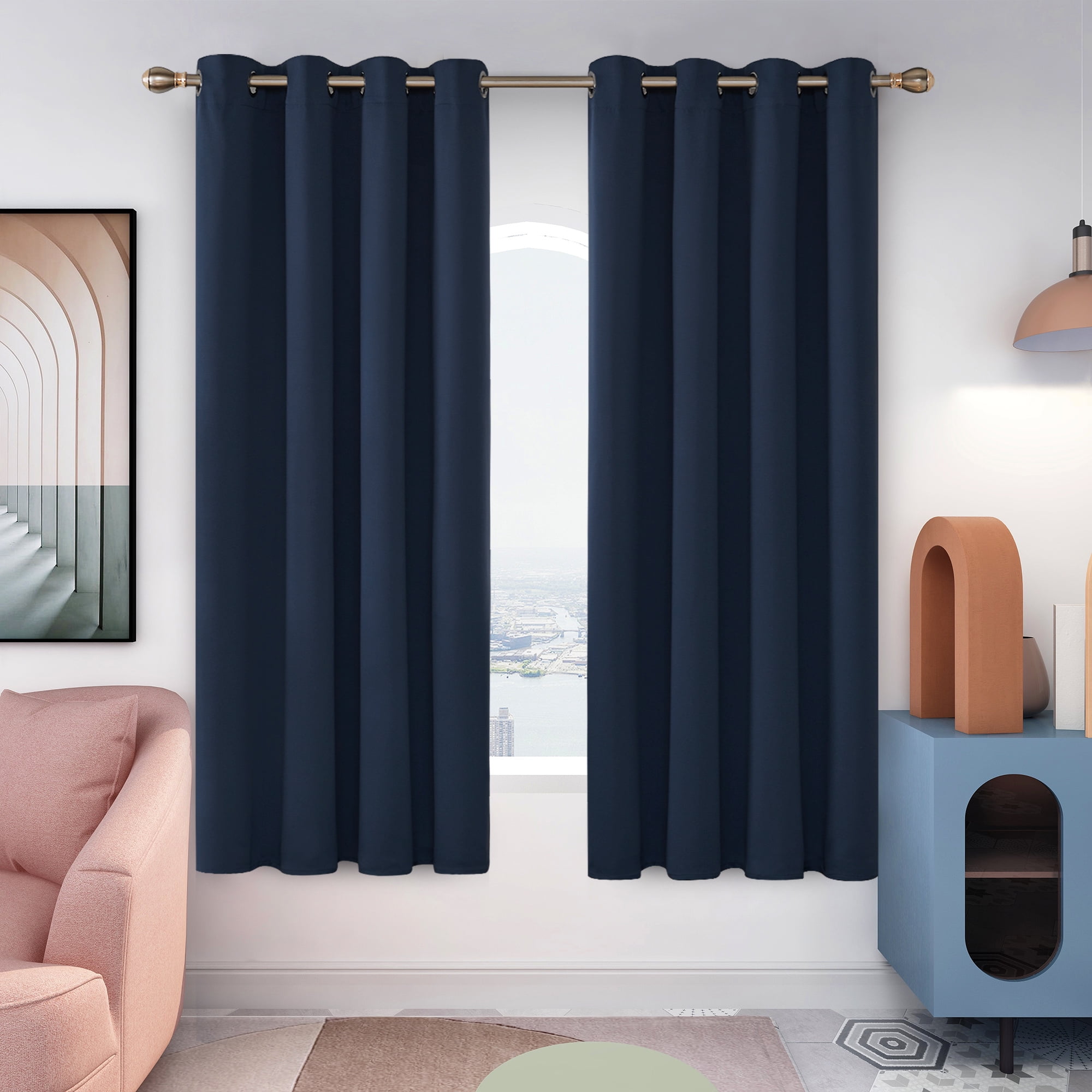 MIUCO Blackout Curtains Room Darkening Curtains Textured Grommet  Curtains for Window Treatment 2 Panels 52x63 Inch Long Teal : Home & Kitchen