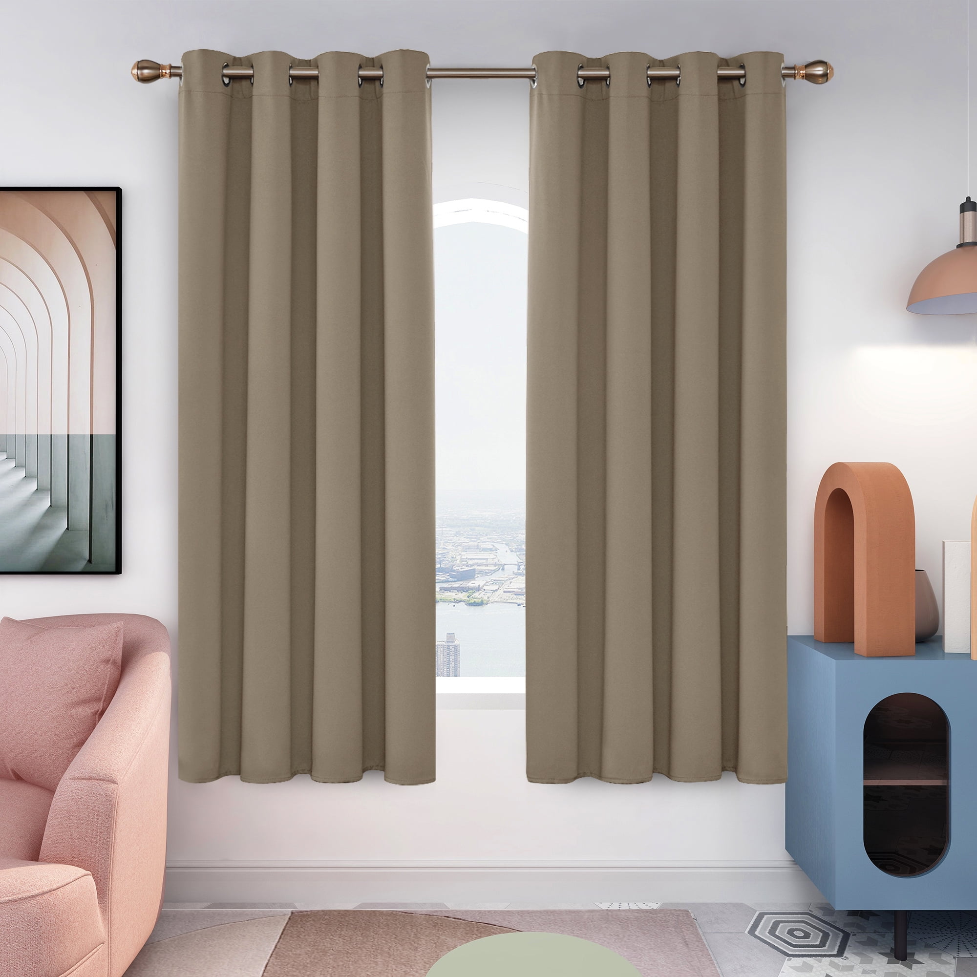 Deconovo Set of 2 Blackout Curtains, 52x63 inch, Thermal Insulated and