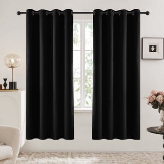 Deconovo Black Thermal Insulated Blackout Solid Grommet Room Darkening Curtains for Living Room, 52"x72", 2 Panels