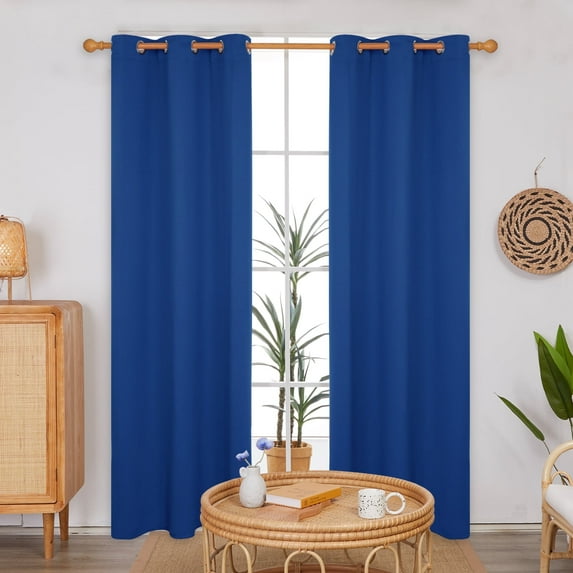 Deconovo Blackout Curtain Panels, 2 Panels Energy Saving Thermal Insulated Solid Grommet Blackout Drapes 38x84 inch Royal Blue