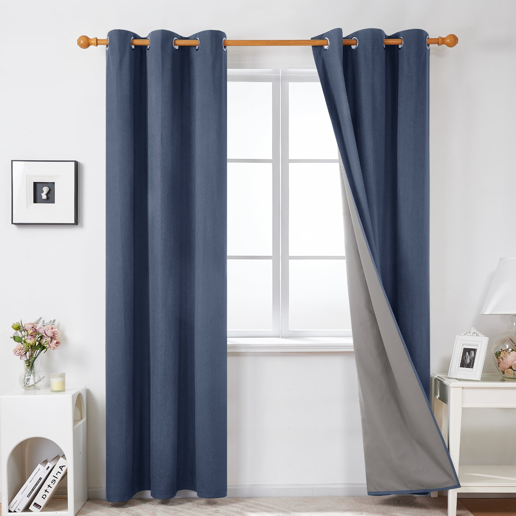 Deconovo Blackout Curtains 108 inches Long, Linen Textured Waterproof