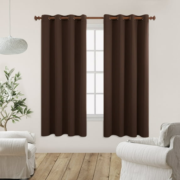 Deconovo Blackout Curtains Set of 2 Panels, Noise Reducing, Chocolate, 55W x 72L Inch, Energy Saving Thermal Insulated Drapes for Bedroom Windows