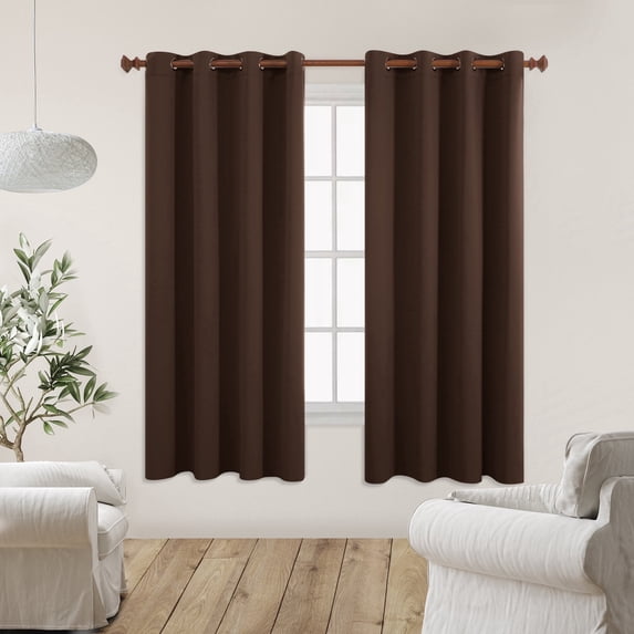 ZOPZO Blackout Curtains Set of 2 Panels, Noise Reducing, Chocolate, 55W x 72L Inch, Energy Saving Thermal Insulated Drapes for Bedroom Windows