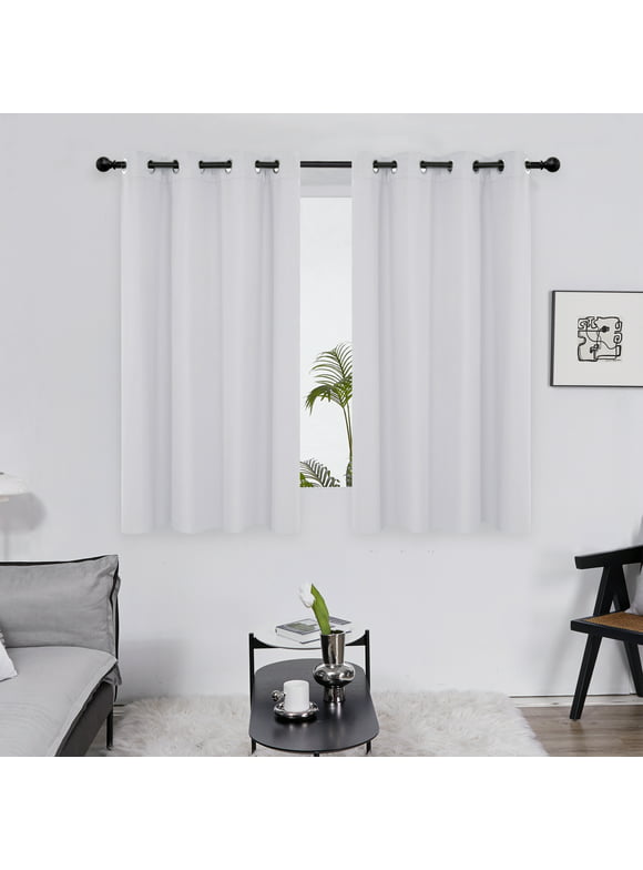Deconovo Blackout Curtains 2 Panels 52Wx63L inch Grommet Room Darkening Thermal Insulated Curtain Panels for Bedroom Grayish White