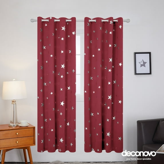 Deconovo Blackout Curtains 84 inch Length Grommet Thermal Curtain Draperies for Living Room Glass Door 52 x 84 inch Red Set of 2
