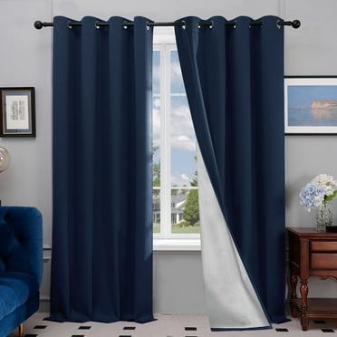 Deconovo Blackout Curtains 84 inch - Thermal Insulated Curtains for Bedroom with Back Silver Coating (52" x 84", Navy Blue, 2 Panels)