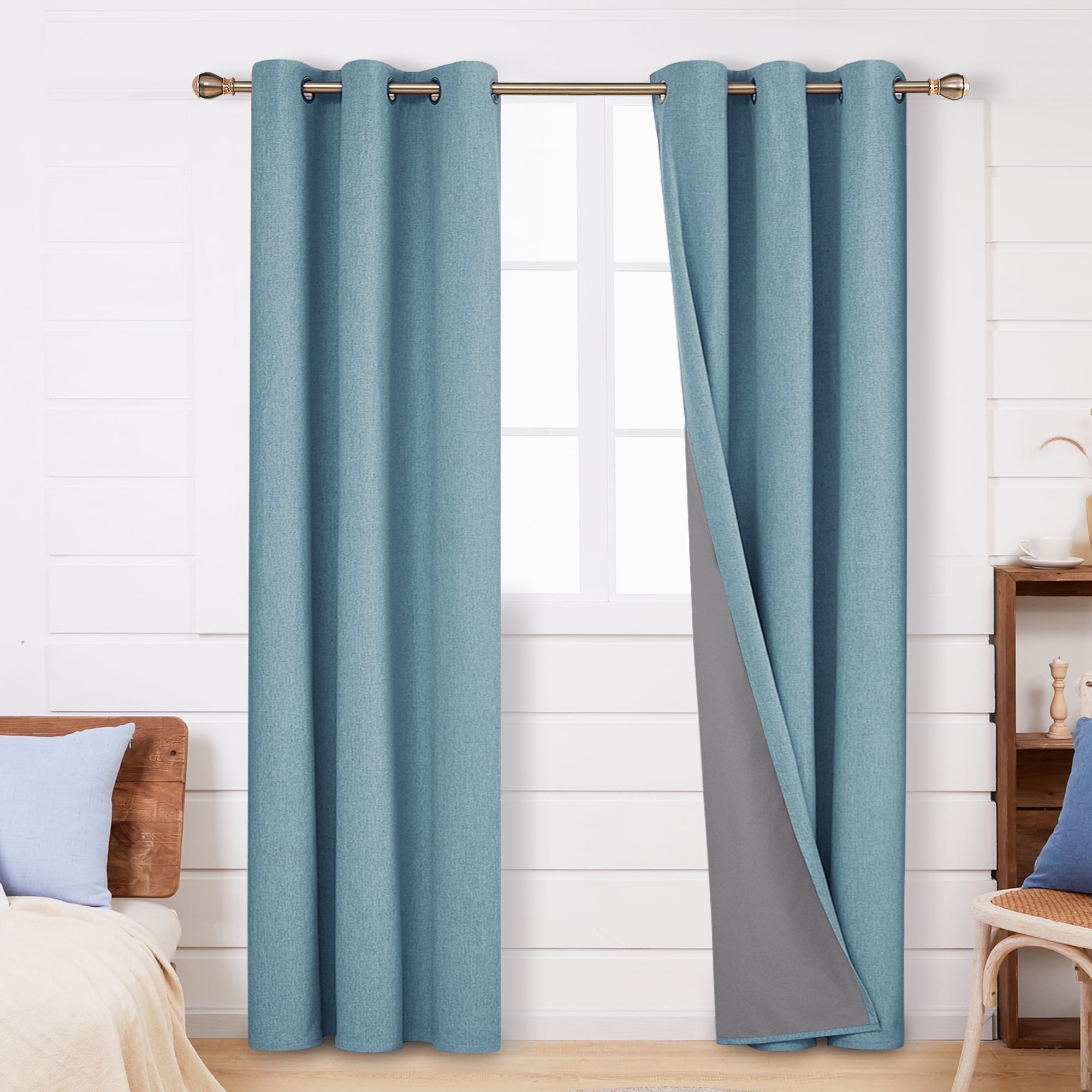 Deconovo Blackout Curtains 95 Inches Long, Completely Light Blocking ...