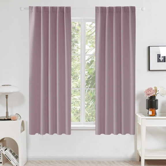 Deconovo Blackout Curtain Panels for Bedroom, Thermal Insulated Back Tab and Rod Pocket, 38 x 63 Inch, Lavender Pink, 2 Panels
