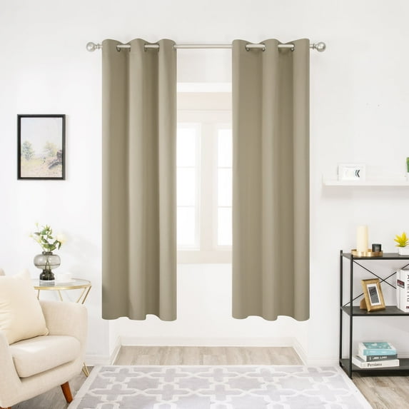Deconovo Room Darkening Curtains Pack of 2, Energy Saving, Beige, 42W x 72L Inch, Noise Reducing Thermal Insulated Drapes for Living Room