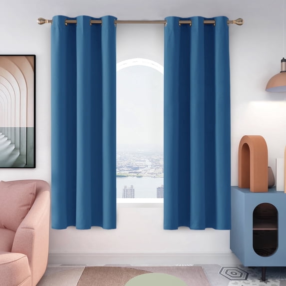 ZOPZO Blackout Curtains Grommet Top Room Darkening Curtain for Living Room 42x84 inch Dark Blue Set of 2