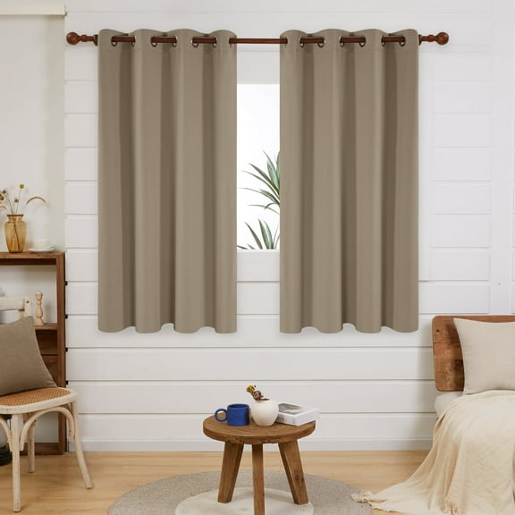 Deconovo Room Darkening Curtains Pack of 2, Noise Reducing, Khaki, 52W x 63L Inch, Energy Saving Thermal Insulated Window Treatment for Living Room