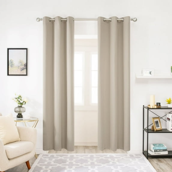 Deconovo Grommet Blackout Curtains 2 Panels, Noise Reducing, Light Beige, 42W x 84L Inch, Thermal Insulated Energy Saving Window for Dining Room