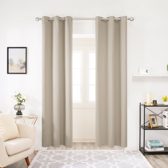 ZOPZO Grommet Blackout Curtains 2 Panels, Noise Reducing, Light Beige, 42W x 84L Inch, Thermal Insulated Energy Saving Window for Dining Room