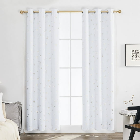 Deconovo Blackout Curtains for Living Room, Curtains 84 Inches Long, Constellation Pattern Foil Printed Energy Reducing Curtains (Grayish White, 42 x 84 Inch, 2 Panels)