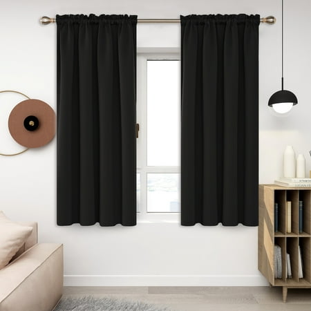 Deconovo Blackout Curtains Rod Pocket Curtains 2 Panels Thermal Insulated Curtains for Dining Room 52 W x 54 L inch