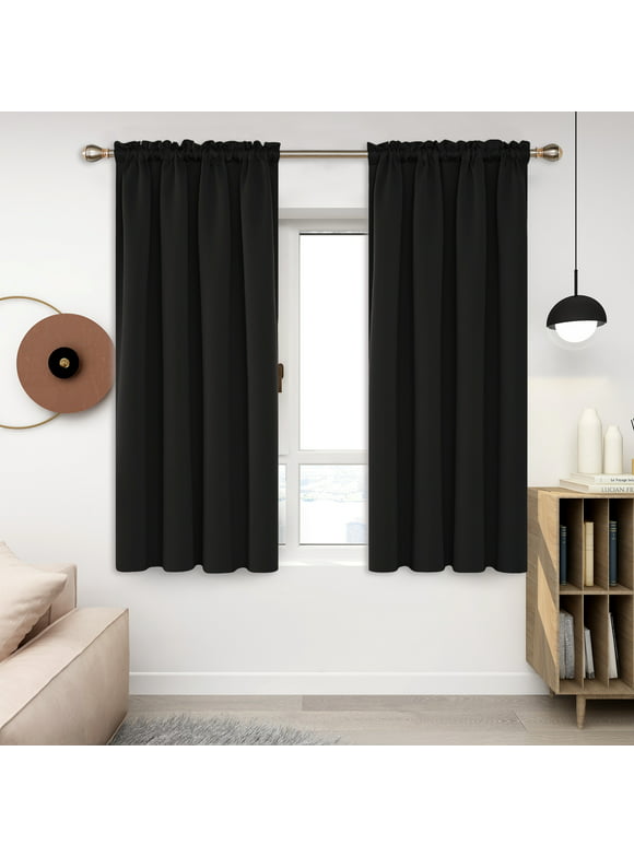 Deconovo Blackout Curtains Rod Pocket Curtains 2 Panels Thermal Insulated Curtains for Dining Room 52 W x 54 L inch