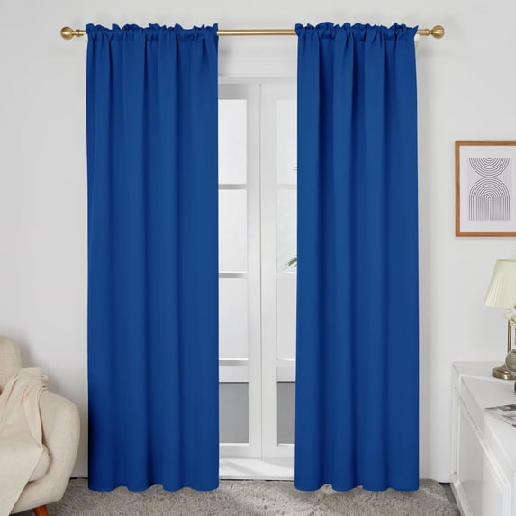 ZOPZO Blackout Curtains Rod Pocket Solid Energy Efficient Curtains for Small Window 52 x 54 inch Royal Blue Set of 2