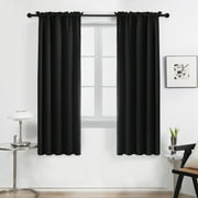 Deconovo Blackout Curtains Rod Pocket Solid Thermal Insulated Curtains & Drapes for Bedroom 2 Panels, 42 x 63 inch , Black
