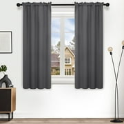 Deconovo Rod Pocket Blackout Curtains for Bedroom, 2 Panels, Thermal Insulated, 38" x 54", Dark Gray