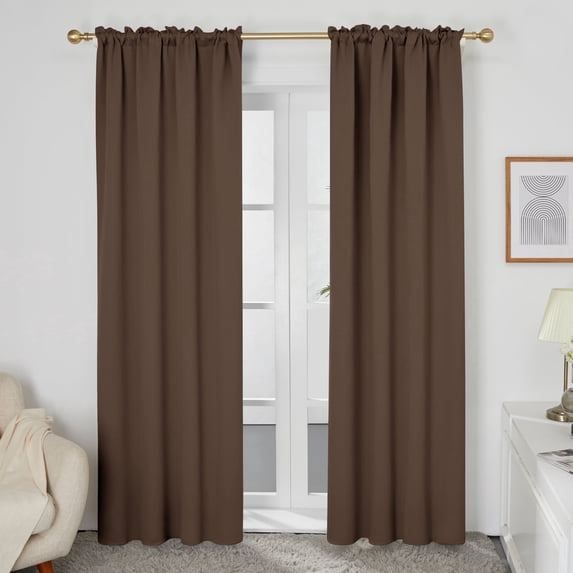 ZOPZO Blackout Curtains Rod Pocket Thermal Insulated Solid Window Curtain for Bedroom 52 x 108 inch Brown 2 Panels