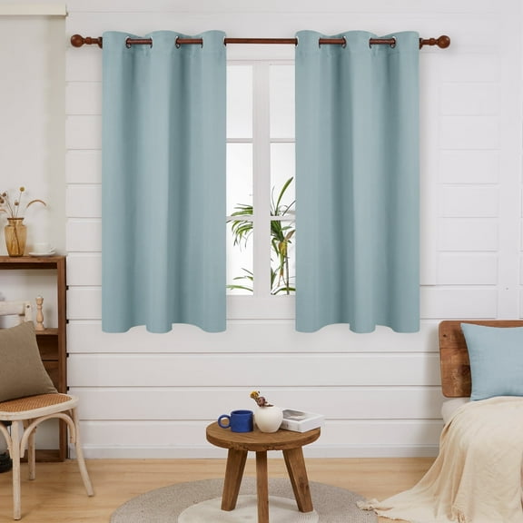 Deconovo Kitchen Curtain Panels in 2 Pack, Grommet Room Darkening Window Treatment 45 inches long, Baby Blue, 38 x 45 inch