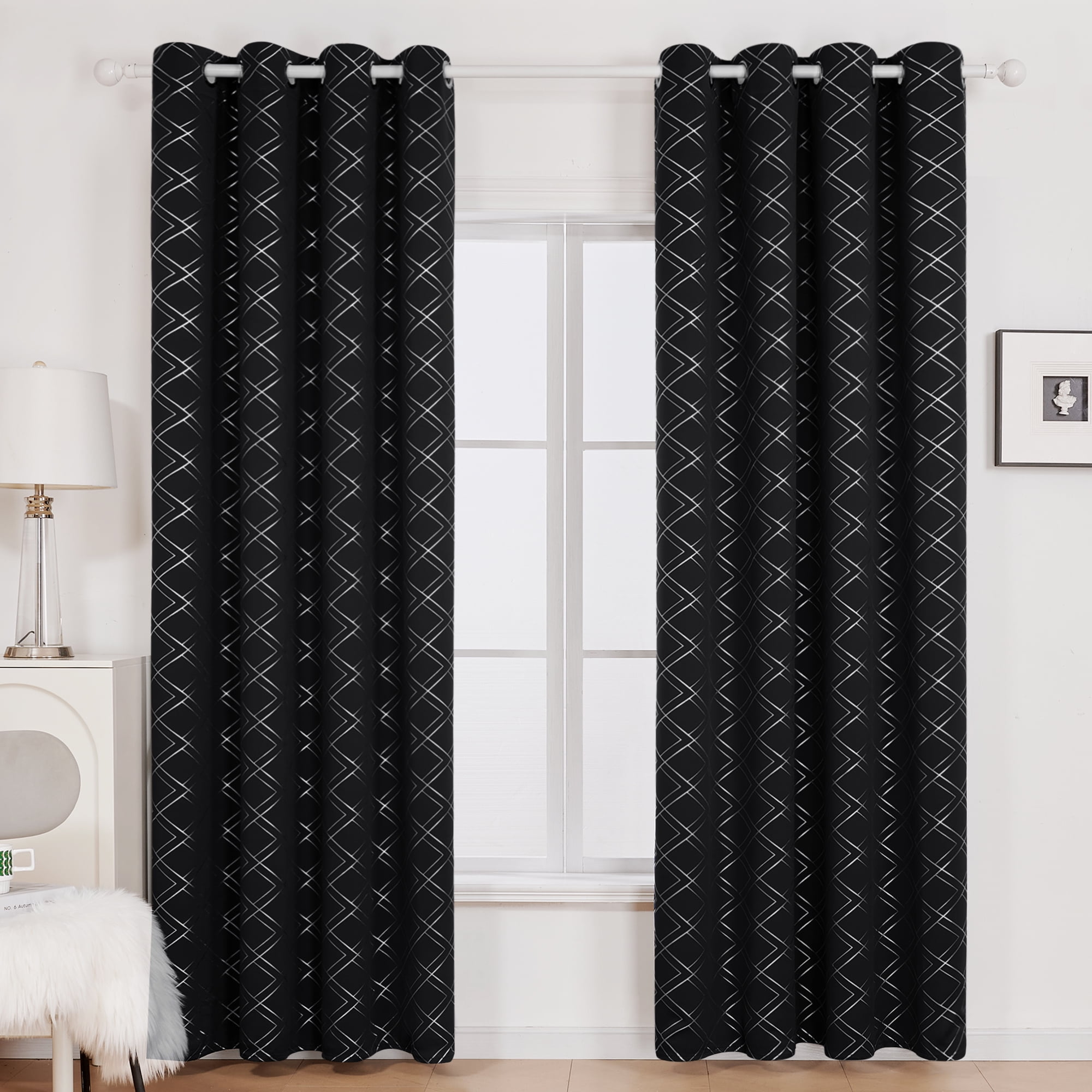 Room Darkening Bedroom Curtains Deconovo Blackout Curtains Set of 2 Grommet 84 length Thermal Insulated