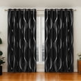 thumbnail image 1 of Deconovo Blackout Curtains, Silver Wave Line Print, Black, 66W x 84L Inch, Thermal Insulated, Privacy Drapes for Bedroom, 2 Panels, 1 of 6