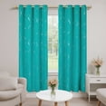 thumbnail image 1 of ZOPZO Blackout Curtains, Silver Wave Line Print, Peacock Blue, 52W x 96L Inch, Noise Reducing, Privacy Drapes for Bedroom, 2 Panels, 1 of 8