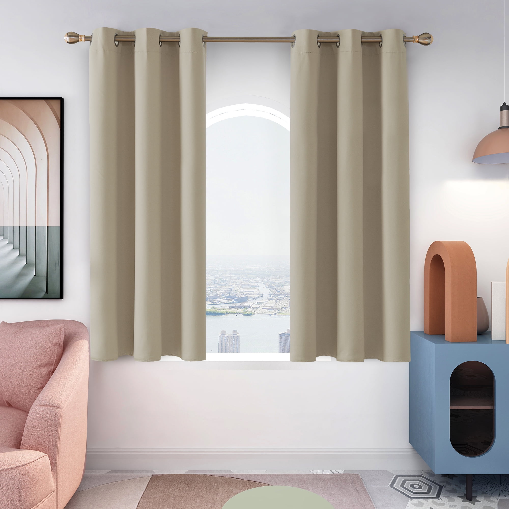 Cortinas opacas de dormitorio beige, bloque de luz, cortinas de colores  sólidos, paneles de cortinas opacas con aislamiento térmico, cortinas de  ventanas -  México