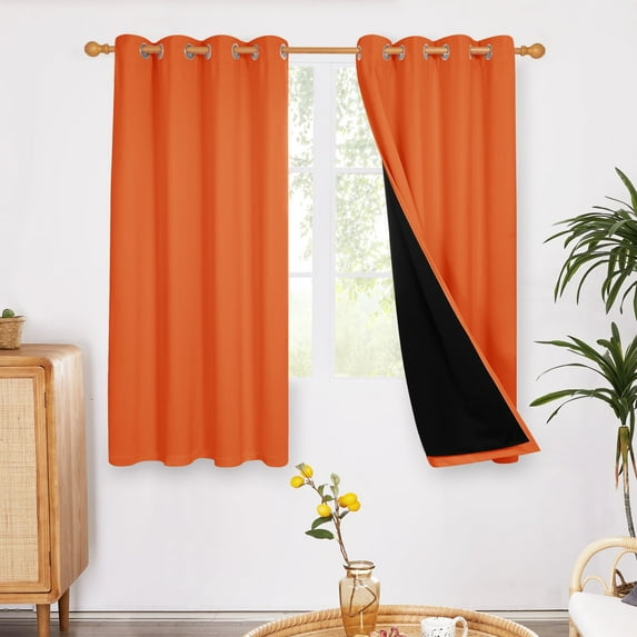 ZOPZO 100% Blackout Curtains, Thermal Insulated, Orange Flame, 52W x 54L Inch, Noise Reducing Light Blocking Grommet 2 Panels for Bedroom